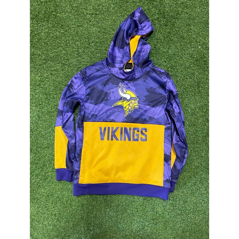 NFL Team Apparel Hoodie XL(18/20) Youth Purple Yellow Minnesota Vikings Football